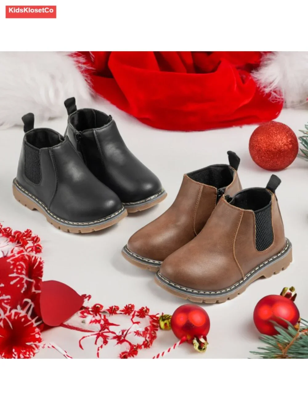 Kids Unisex Waterproof PU Leather Chelsea Ankle Boots Non-Slip